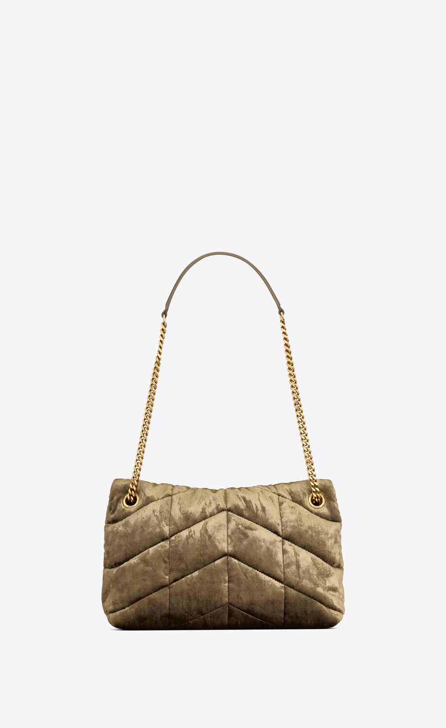 SMALL PUFFER IN QUILTED SHINY VELVET